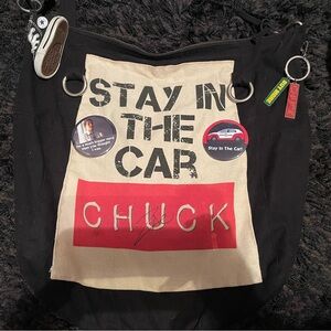 Chuck TV Show Zachary Levi Signed Stay in the Car Black Crossbody Bag Purse